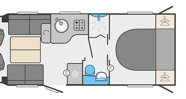 Swift motorhome layout including an island bed